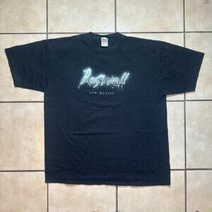 Vintage Y2K Anvil Roswell New Mexico Black Graphic T-Shirt Mens Size XL